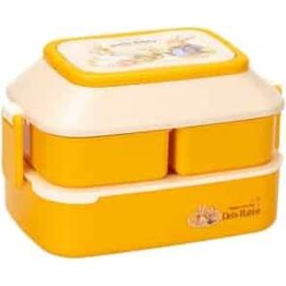 👉 Lunchbox geel plastic groot active Leuk Konijn Dubbellaags Grote Capaciteit Draagbare Lunchbox, Stijl: