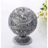 👉 Asbak metalen tin active Retro bolvormige met deksel Home woonkamer decoratie ornamenten (Dragon Tin)