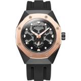 👉 Quartz horloge zwart silicone rose goud active mannen Baogela 1901 Honeycomb Hollow Luminous Dial Strap voor (Black Gold)