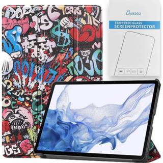 👉 Active Case2go - Tablet hoes&Screenprotector geschikt voor Samsung Galaxy Tab S8 11 Inch Auto Wake/Sleep functie Graffiti 8719793174141