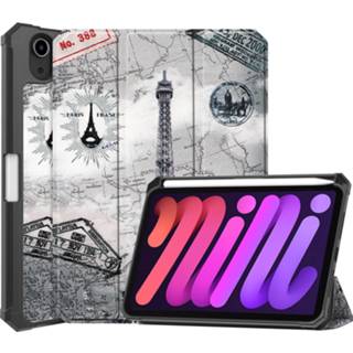 👉 Tablethoes active Case2go - Tablet hoes geschikt voor Apple iPad Mini 6 (2021) 8.3 inch Tri-Fold Book Case Pencil Houder Eiffeltoren 8719793155010