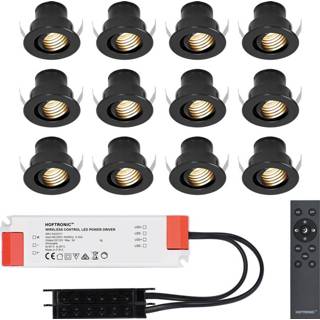 👉 Inbouwspot zwarte wit aluminium zwart 12x Medina kantelbare verzonken LED Inbouwspots complete set - Dimbaar 12V 3 Watt Veranda verlichting voor buiten 2700K warm 8720365439841