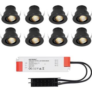 👉 Inbouwspot zwarte wit aluminium zwart 8x Medina kantelbare verzonken LED Inbouwspots complete set - Niet dimbaar 12V 3 Watt Veranda verlichting voor buiten 2700K warm 8720365439728