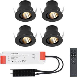 👉 Inbouwspot zwarte wit aluminium zwart 4x Olivia LED Inbouwspots complete set - Dimbaar 12V 3 Watt Veranda verlichting voor binnen en buiten 2700K warm 8720365439506