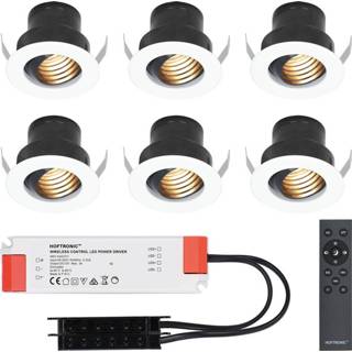 👉 Inbouwspot witte wit aluminium 6x Medina kantelbare verzonken LED Inbouwspots complete set - Dimbaar 12V 3 Watt Veranda verlichting voor buiten 2700K warm 8720365439766