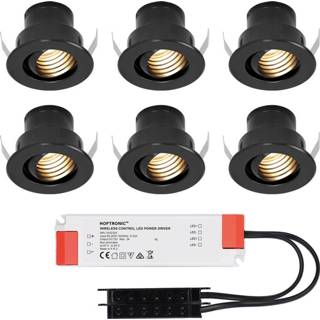 👉 Inbouwspot zwarte wit aluminium zwart 6x Medina kantelbare verzonken LED Inbouwspots complete set - Niet dimbaar 12V 3 Watt Veranda verlichting voor buiten 2700K warm 8720365439711