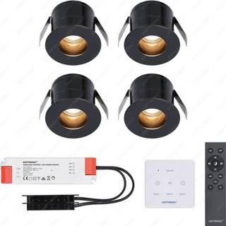 👉 Inbouwspot zwarte wit aluminium zwart 4x Betty LED Inbouwspots complete set met muurdimmer - 12V 3 Watt Veranda verlichting voor buiten 2700K warm 8720365440205