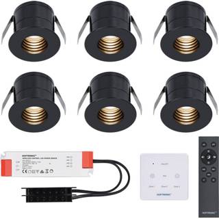 👉 Inbouwspot zwarte wit aluminium zwart 6x Betty LED Inbouwspots complete set met muurdimmer - 12V 3 Watt Veranda verlichting voor buiten 2700K warm 8720365440212