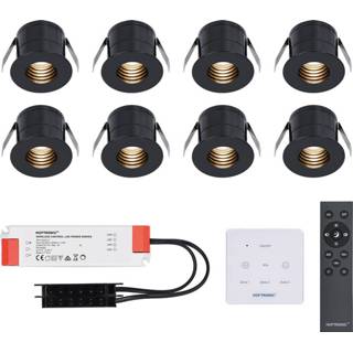 👉 Inbouwspot zwarte wit aluminium zwart 8x Betty LED Inbouwspots complete set met muurdimmer - 12V 3 Watt Veranda verlichting voor buiten 2700K warm 8720365440229