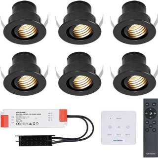 👉 Inbouwspot zwarte wit aluminium zwart 6x Medina LED Inbouwspots complete set met muurdimmer - 12V 3 Watt Veranda verlichting voor buiten 2700K warm 8720365439919