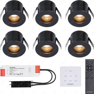 👉 Inbouwspot zwarte wit aluminium zwart 6x Olivia LED Inbouwspots complete set met muurdimmer - 12V 3 Watt Veranda verlichting voor buiten 2700K warm 8720365439612