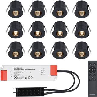 👉 Inbouwspot zwarte wit aluminium zwart 12x Betty LED Inbouwspots complete set - Dimbaar 12V 3 Watt Veranda verlichting voor binnen en buiten 2700K warm 8720365440144