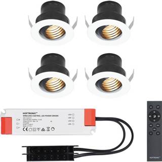 👉 Inbouwspot witte wit aluminium 4x Medina kantelbare verzonken LED Inbouwspots complete set - Dimbaar 12V 3 Watt Veranda verlichting voor buiten 2700K warm 8720365439759