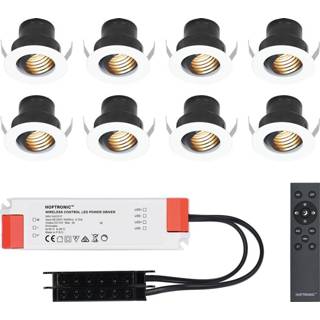 👉 Inbouwspot witte wit aluminium 8x Medina kantelbare verzonken LED Inbouwspots complete set - Dimbaar 12V 3 Watt Veranda verlichting voor buiten 2700K warm 8720365439773