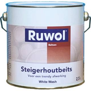 👉 Steigerhoutbeit wit white wash Ruwol Steigerhoutbeits 2,5 liter 8719189429411