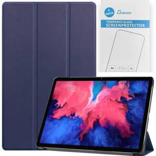 👉 Screenprotector blauw active Case2go - Tablet hoes&2-Pack geschikt voor Lenovo Tab P11 11 Inch Auto Wake/Sleep functie Donker 8719793174905