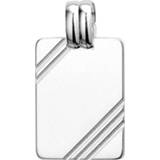👉 Stevige Rechthoekige Zilveren Graveer-hanger met Lijnen | Initiaal