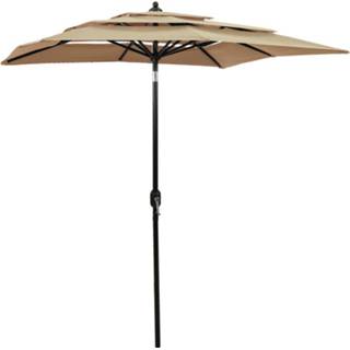 👉 Parasol aluminium 3-laags met paal 2x2 m taupe 8720286165294