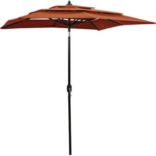 👉 Parasol aluminium 3-laags met paal 2x2 m terracottakleurig 8720286165317