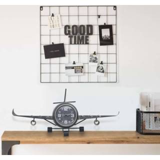 👉 Klok grijs metaal active luchtvaartstijl 41x8x17 cm 8720286062166
