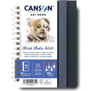 👉 Tekenboek wit stuks true schetsblokken Canson Mixed Media Artist tekenboek, 28 vellen, 300 g/m², ft 14,8 x 21 cm (A5) 3148950042842