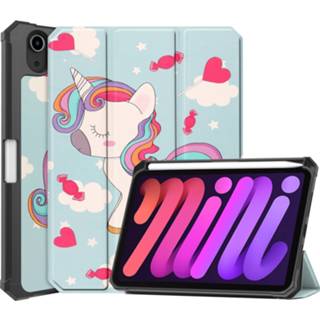 👉 Tablethoes active Case2go - Tablet hoes geschikt voor Apple iPad Mini 6 (2021) 8 inch Tri-Fold Book Case Pencil Houder Eenhoorn 8719793155058