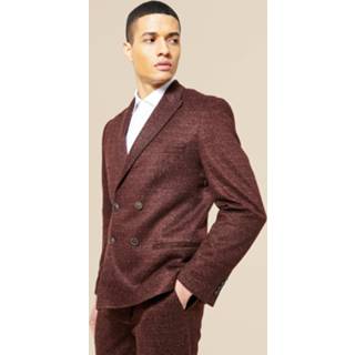 Herringbone Slim Fit Colbert Met Dubbele Knopen, Rust