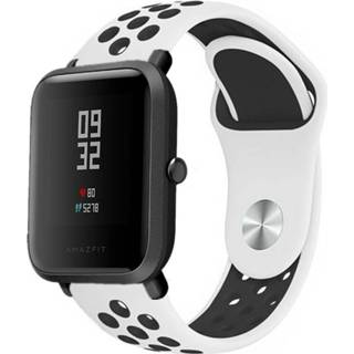 👉 Sportband wit zwart Strap-it Xiaomi Amazfit Bip sport band (wit/zwart) 8720763405080