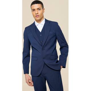 👉 Slim Fit Colbert Met Enkele Rij Knopen, Navy