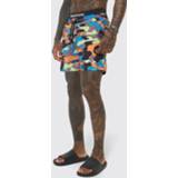 👉 Man Gerecyclede Halflange Camouflage Zwembroek Met Taille Band, Multi