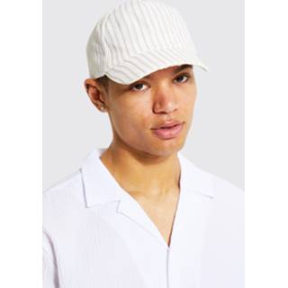 Baseball cap wit One Size Gestreepte Met Textuur, White