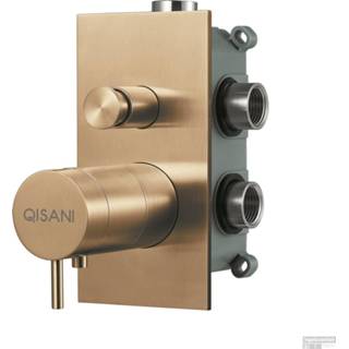 👉 Inbouwkraan goud Qisani Flow Thermostatisch 2-weg Vierkant Geborsteld 8711647687388