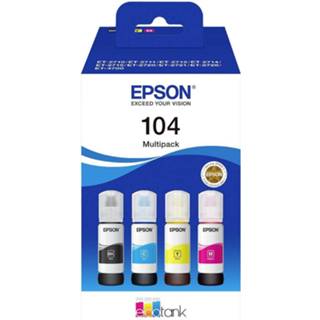 👉 Inkt cartridge zwart cyaan geel magenta Epson 104 EcoTank Multipack Origineel Combipack Zwart, Cyaan, Geel, C13T00P640 8715946684888