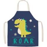 👉 Schort linnen stof active 2 stks kunst cartoon ouder-kind mouwloze halter schort, specificatie: 45x56 cm (nacht dinosaurus)