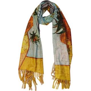 Sjaal blauw laine vrouwen gebloemd nederlands werpig werpige Langwerpige Zonnebloemen 8720701931145