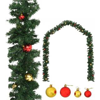 👉 Kerstbal groen Kerstslinger versierd met kerstballen 5 m 8719883668024