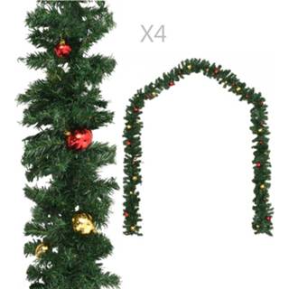 👉 Kerstbal groen PVC Kerstslingers 4 st met kerstballen 270 cm 8719883668062