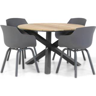 👉 Tuinset antracite kunststof dining sets grijs-antraciet Lifestyle Salina/Fabriano 120 cm 5-delig 7423603839823