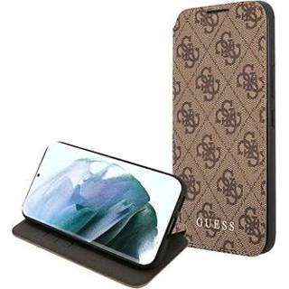 👉 Flip hoesje grijs goud Guess 4G Metal Gold Logo Samsung Galaxy S22 5G - 3666339042684