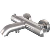 👉 Thermostaatkraan PVD RVS Brauer Brushed Carving opbouw baddouche SET 02 met glijstang en 3-standen handdouche doucheslang geborsteld 8720359393845