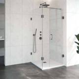 👉 Douche cabine Bewonen Sean 4JC10 douchecabine zij-instap met vaste zijwand 90x90cm gunmetal geborsteld 8720724501172