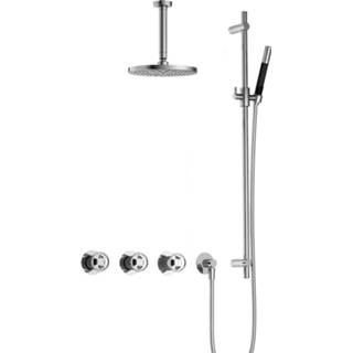 👉 Inbouw doucheset chroom Hotbath Cobber  IBSW70 met 2 stopkranen plafondbuis 15 cm en glijstang - 8720629184180