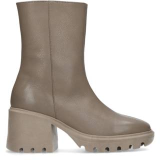 👉 Leer 39 active enkellaarsjes met hak Taupe leren boots chunky (Maat 39) 2300017344042