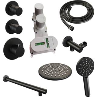 👉 Inbouw doucheset zwart Brauer Black Edition thermostatische - hoofddouche 20cm wandarm gebogen ronde handdouche mat 8720289623890