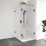 👉 Douche cabine Bewonen Sean 4JC11 douchecabine met draaibare zijwand 90x90cm gunmetal geborsteld 8720724501295