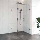 👉 Douche cabine Bewonen Sean 4JC11 douchecabine met draaibare zijwand 100x90cm gunmetal geborsteld 8720724501264