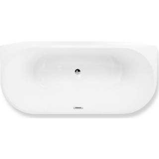 👉 Blauw wit acryl Blue Label Rasmus halfvrijstaand bad 180x80cm - mat hoek links+rechts 8711802073100