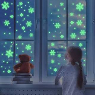 👉 Decoratiesticker active 5 Sets Kerst Lichtgevende Fluorescerende Sneeuwvlok Decoratie Sticker, Stijl: BQ029 Verbeterde statische elektriciteit