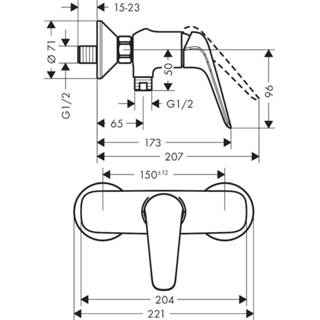 👉 Douchemengkraan chroom Hansgrohe Novus 1-gr opbouw 4059625008591
