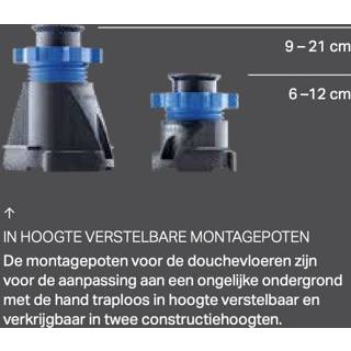 👉 Steunpoot Geberit Universeel set steunpoten voor douchevloer - 9 stuks hoog (9-21cm) 4025410750358